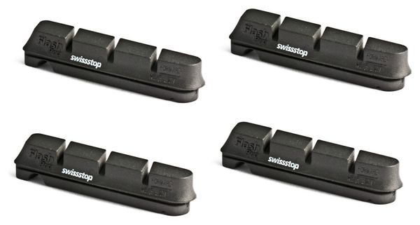 x4 Cartouches de Patins de Freins SwissStop FLASH PRO ORIGINAL Black Shimano/Sram (jantes aluminim)