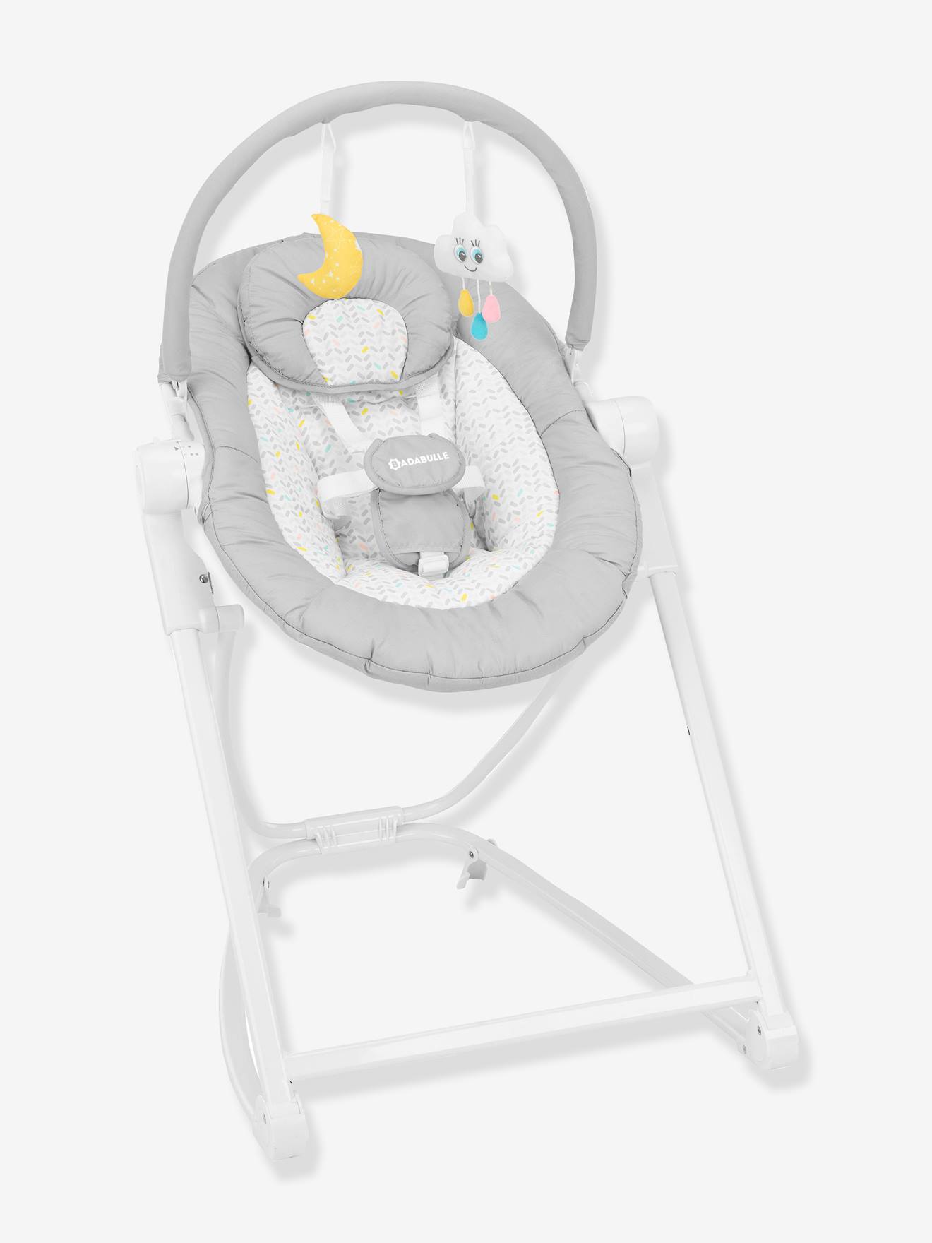 Rede de descanso BADABULLE Compact'Up High, cinza claro com estampa.