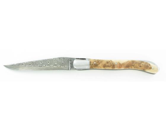 Laguiole Nature Damas Genévrier Couteau de Poche - Laguiole par Fontenille Pataud