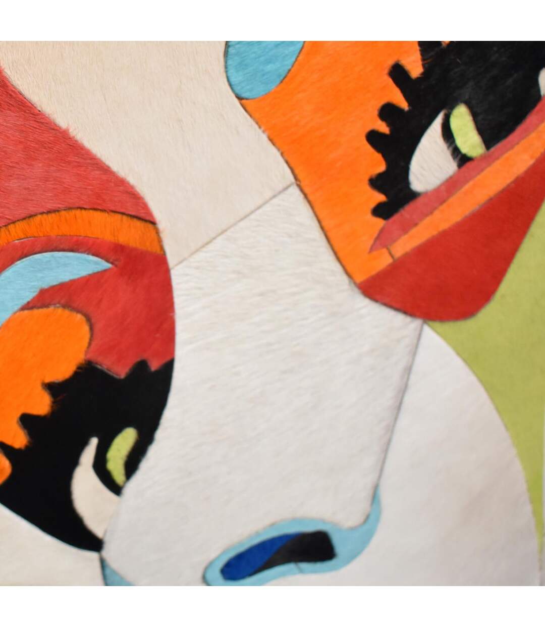 Tableau Fait main FACE Multicolore 51x76 en peau de bête
