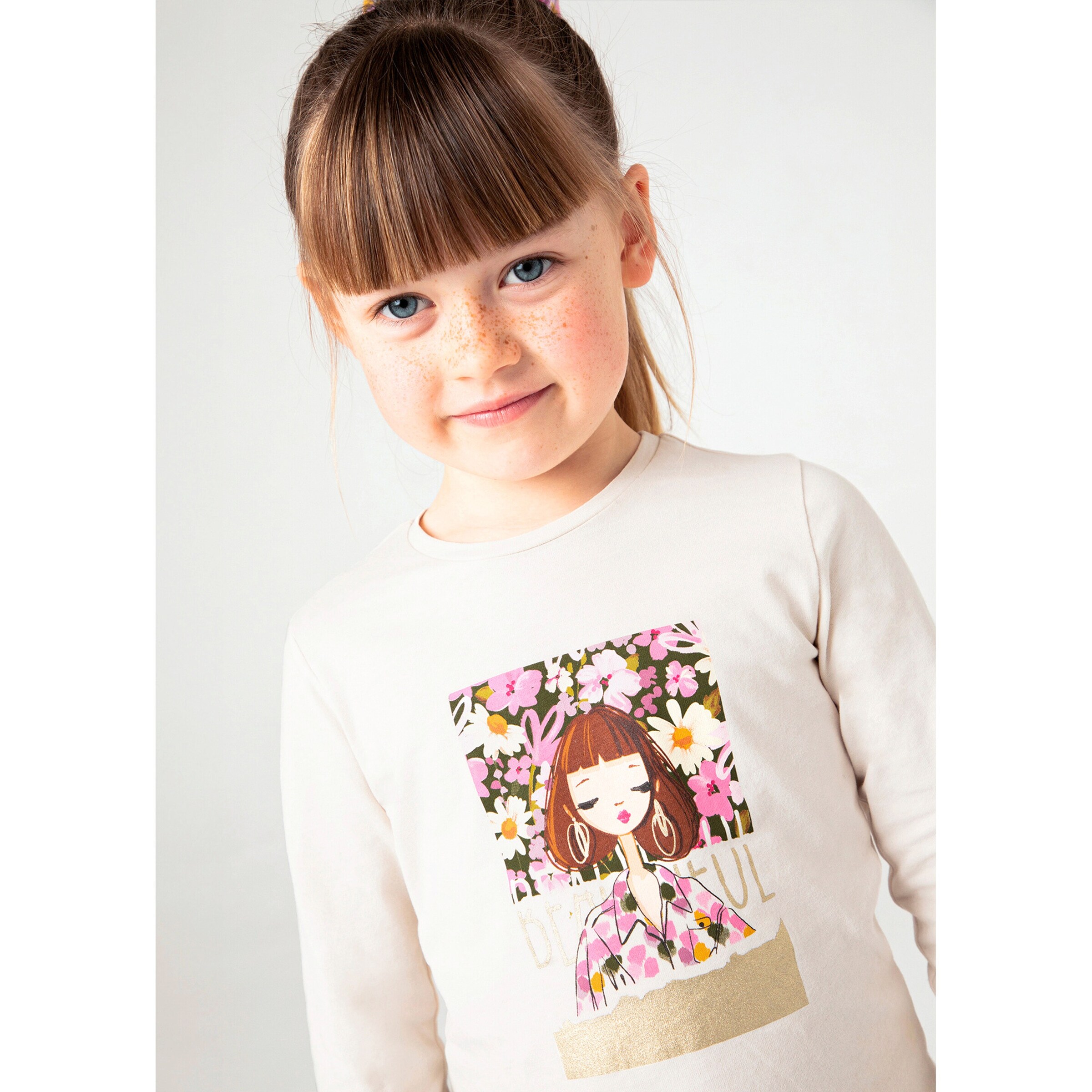 Mayoral Shirt langarm Beautiful beige/bunt
