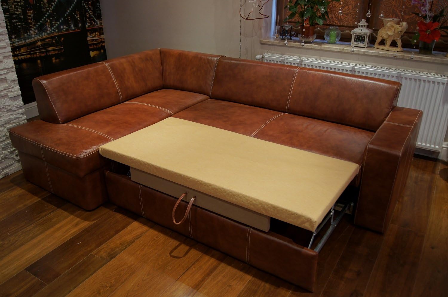 Quattro Meble Echtleder Ecksofa Antalya I 245 x 164cm + 2 x Lederkissen Sofa Couch mit Bettfunktion und Bettkasten Echt Leder Eck Couch