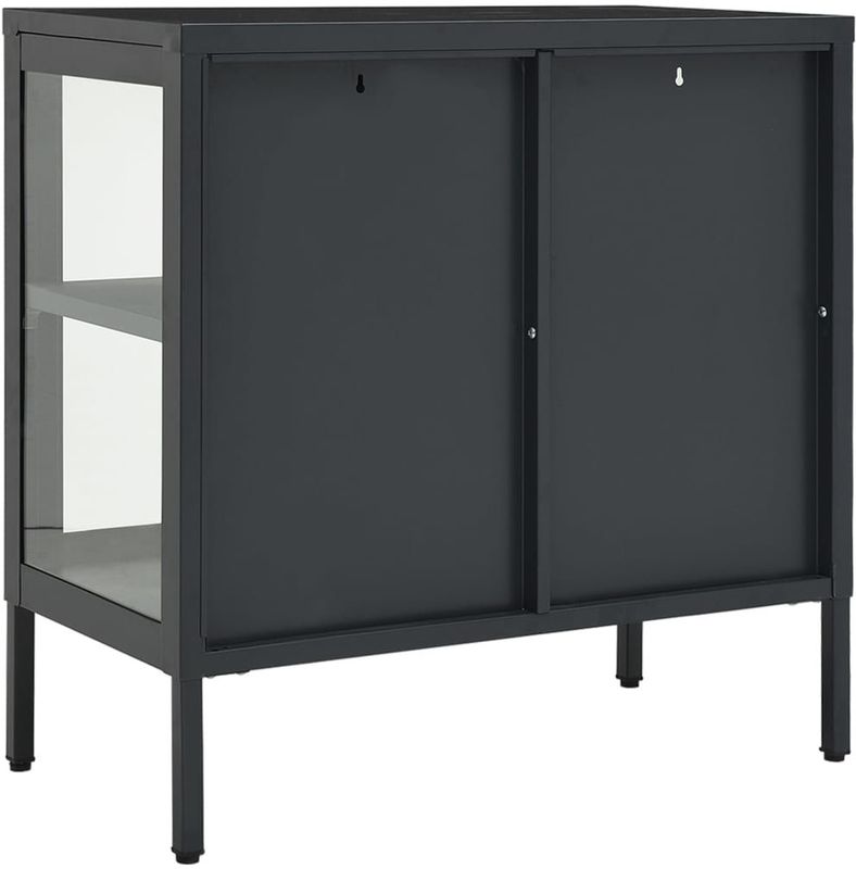 vidaXL - Dressoir - Antracietkleurig - Staal en Glas