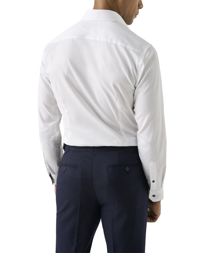 ETON Contemporary Fit White Floral Effect Signature Twill Shirt Hvid