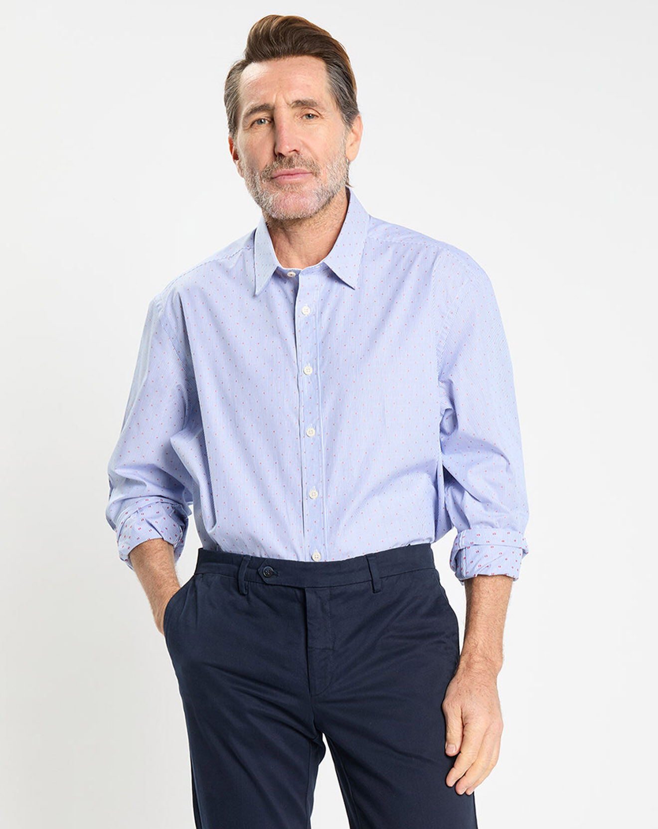 Hackett London Chemise Slim Fit Jacquard à rayures milleraies bleue