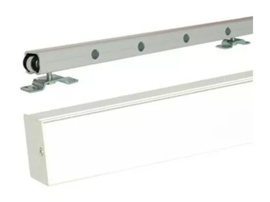 Porte Coulissante Atelier Noir Et Panneau Blanc Vitree H204 X L83 + Rail Alu Bandeau Blanc Et 2 Coquilles Noir Gd Menuiseries