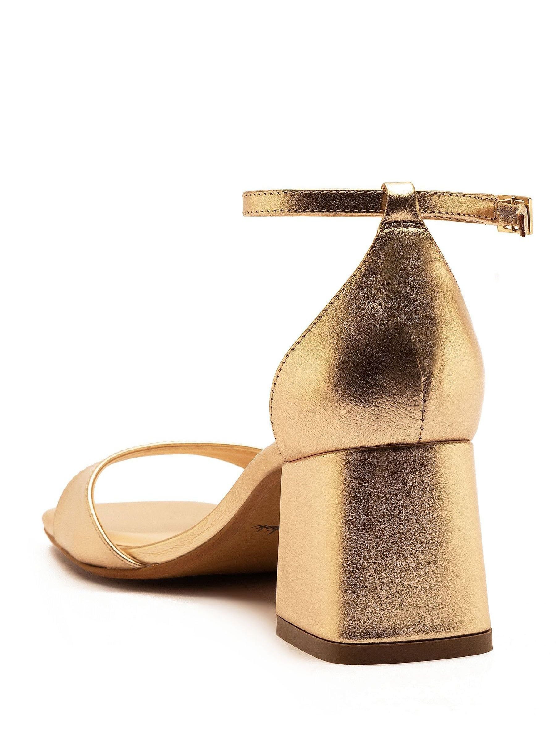 Goud - Off The Hook Knightsbridge Leather Block Heel Ankle Strap Sandals