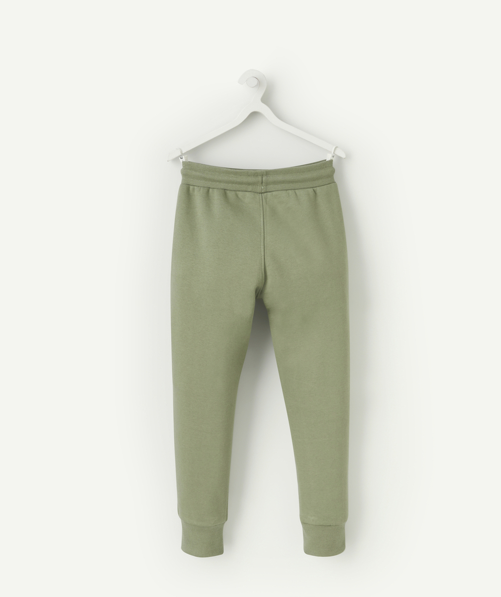JOGGING GARÇON VERT EN FIBRES RECYCLÉES AVEC POCHE KANGOUROU