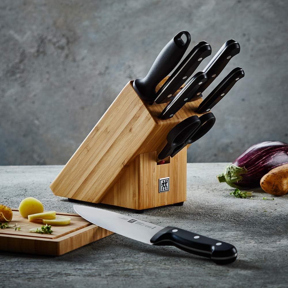ZWILLING Bloc de Couteaux (8 pièces), Bois Clair, 28 x 12 x 32 cm, Noir, série Twin Chef 2 : Cuisine et Maison