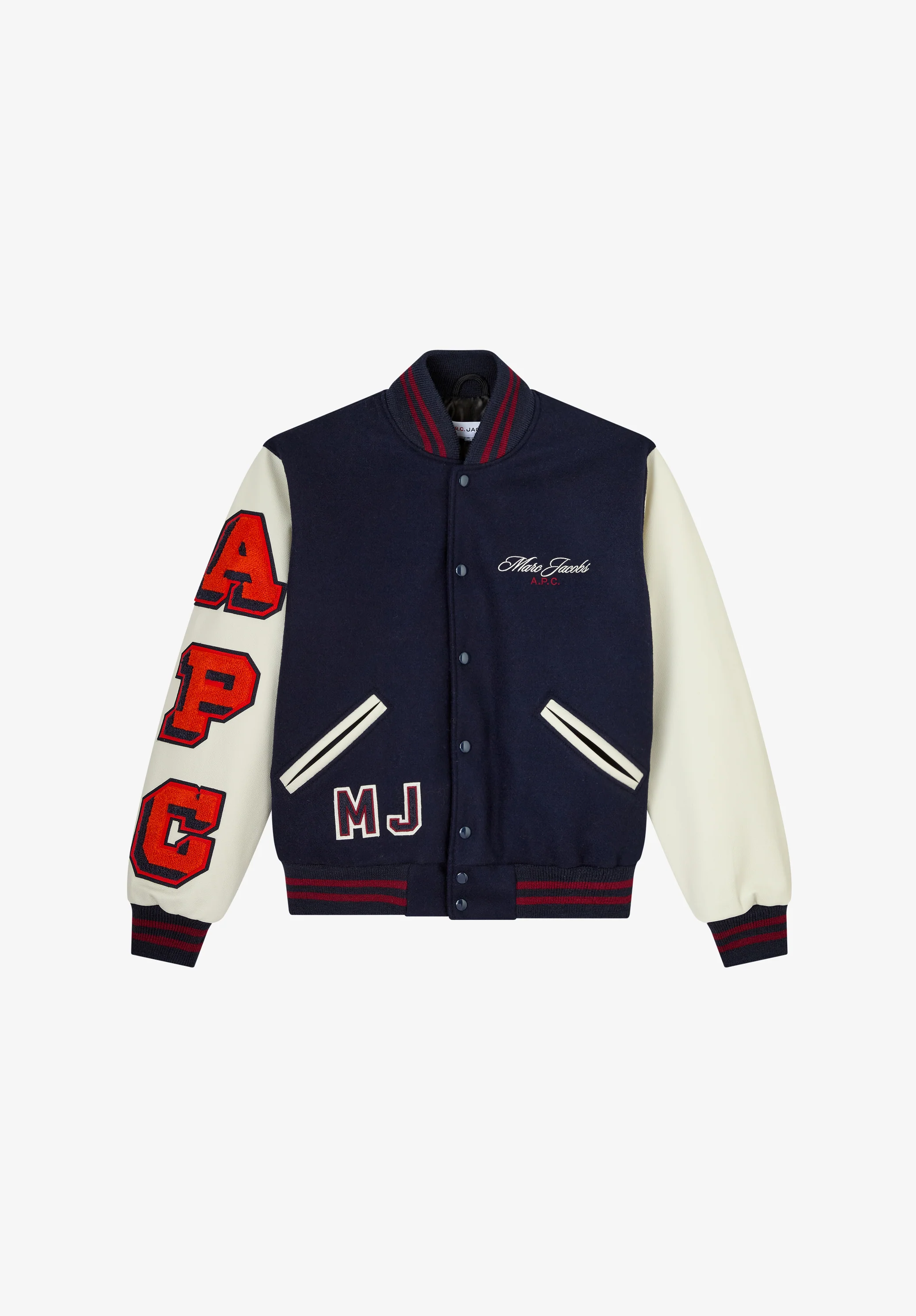 A.P.C. x Marc Jacobs. The Varsity Jacket - Dark navy/blanc casse
