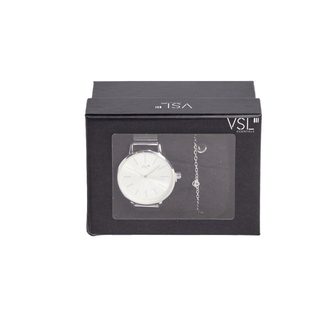 Ensemble montre et bracelet femme argenté
