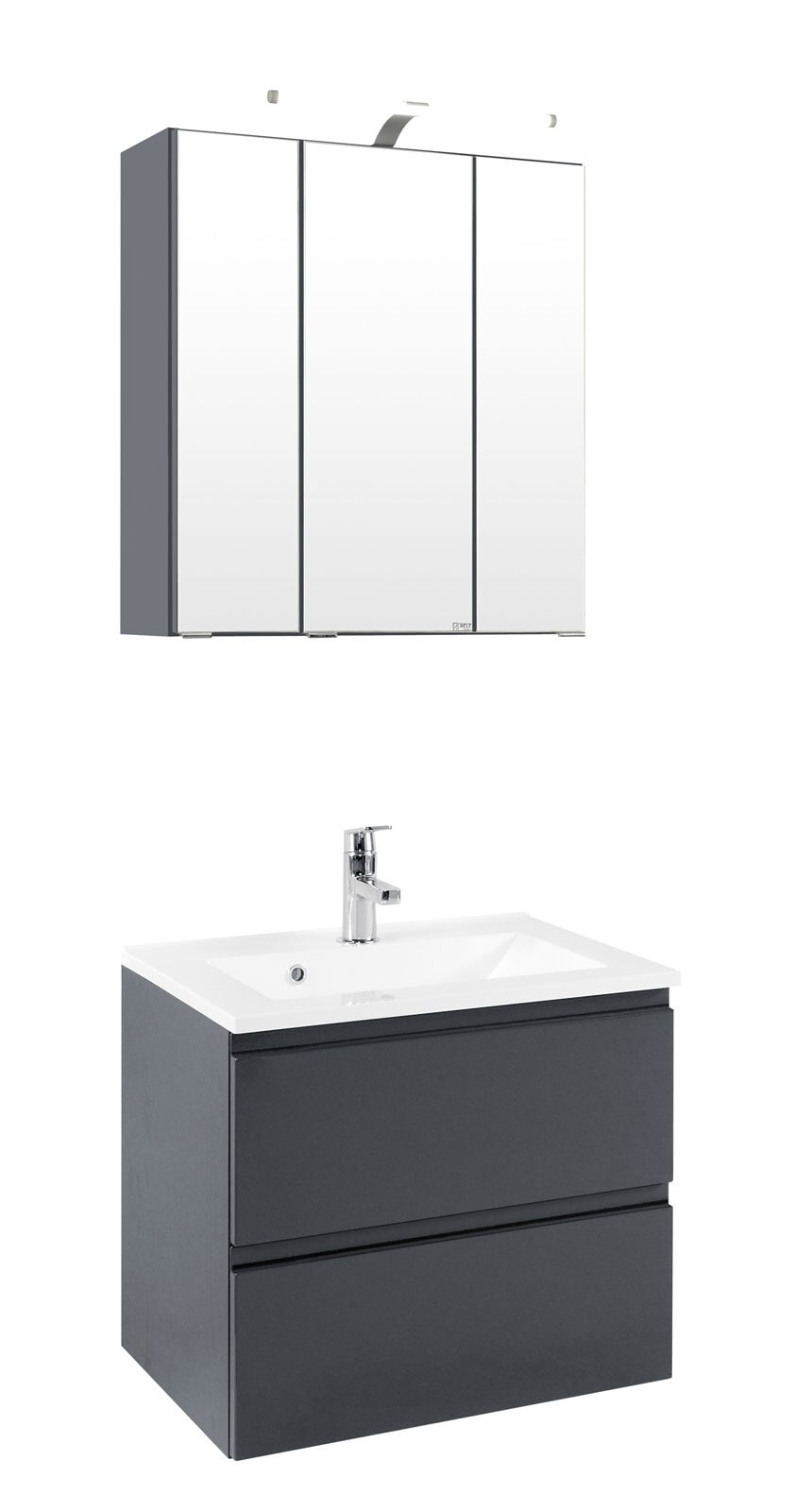 Badkombination CARDIFF 3-teilig 60 cm Graphit Hochglanz