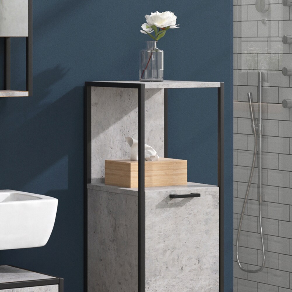 Vicco Badschrank Fyrk Beton Badezimmerschrank Midischrank Badregal 3 Fächer