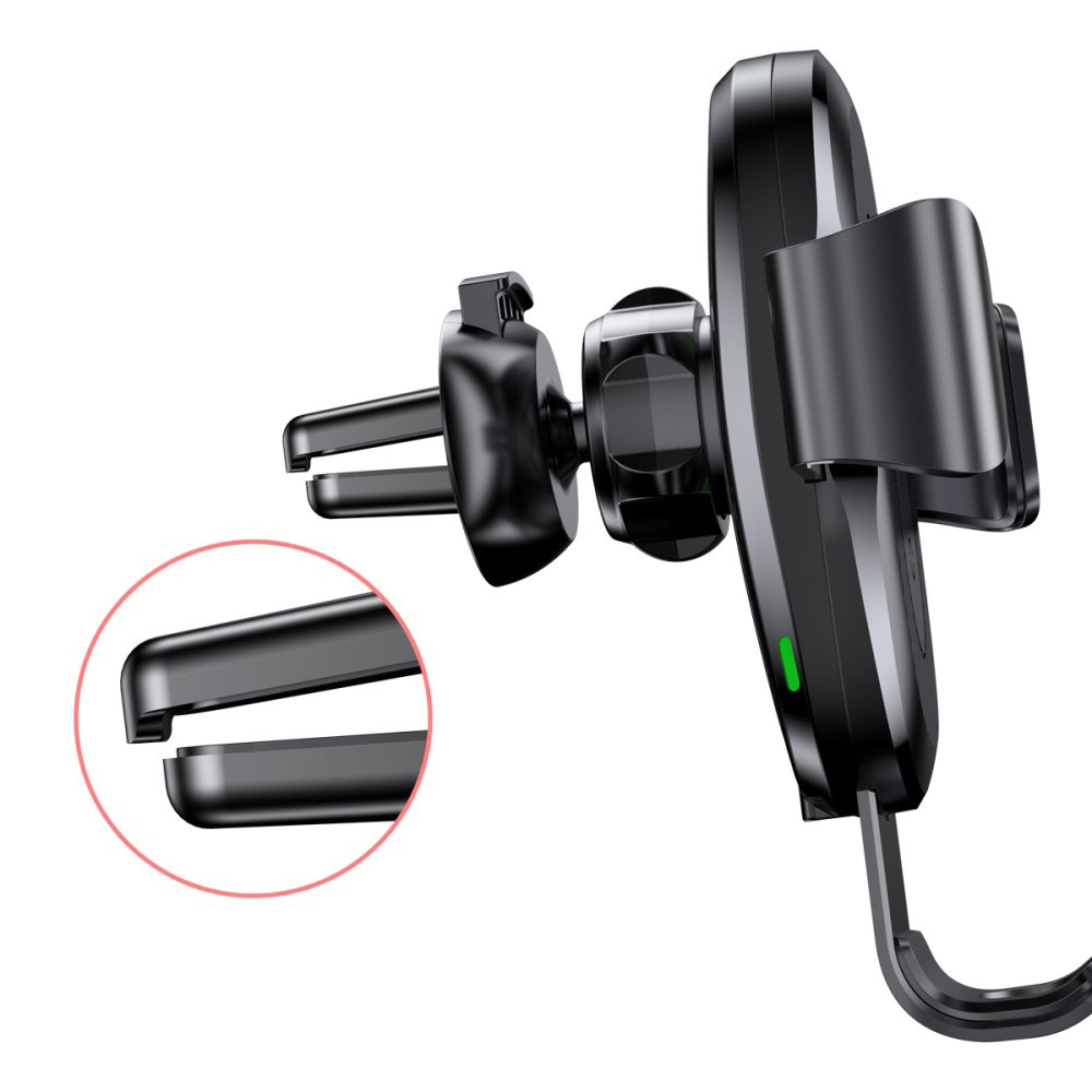 (10W) Qi Wireless Fast Charge Auto KFZ Halterung Ladegerät   Lüftungsgitter Befestigung (Air Frame) - Schwarz