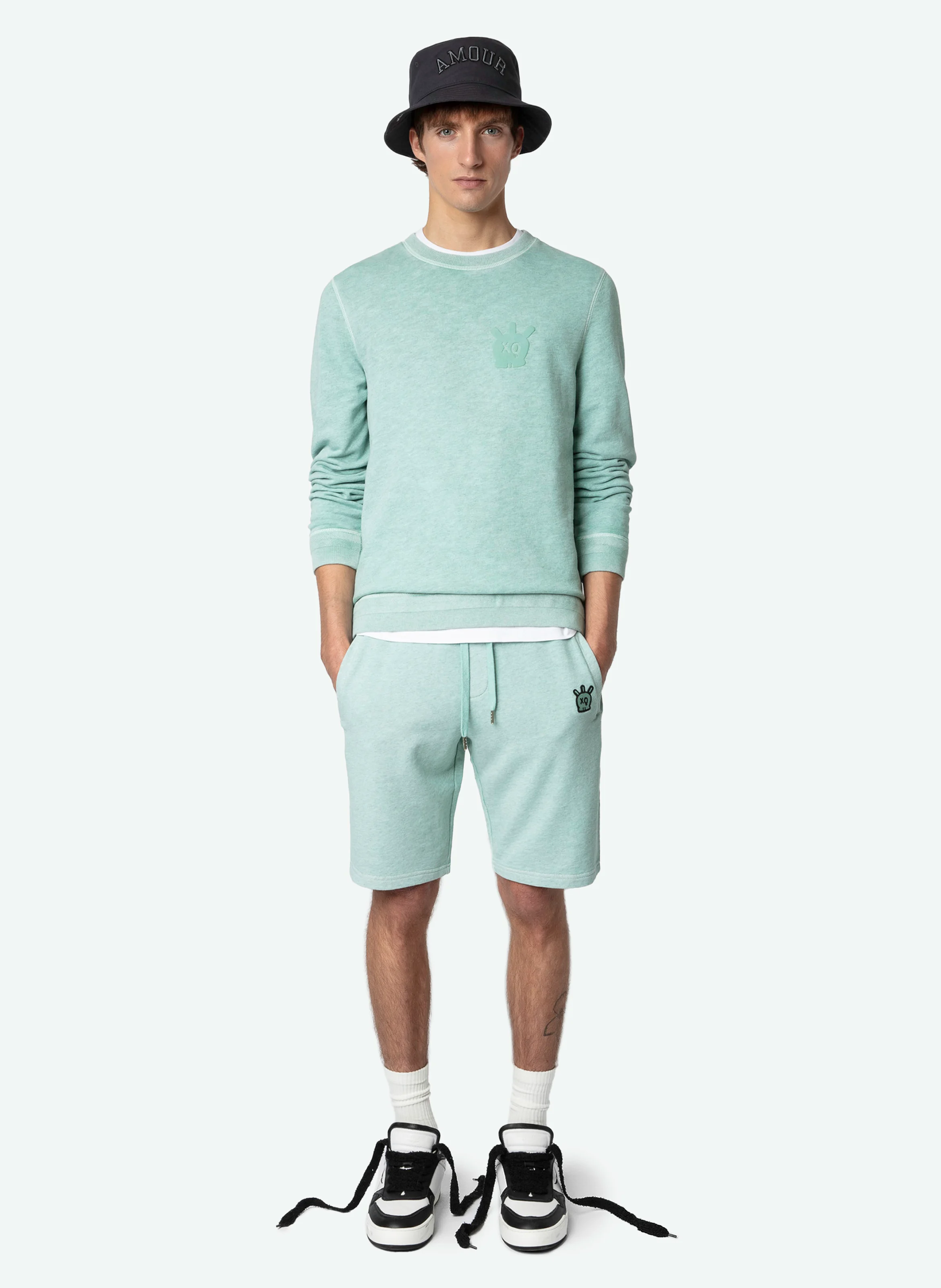 STONY - Sweatshirt col rond molletonné en coton| Vert