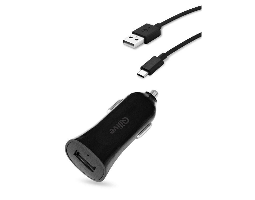 CARREGADOR AUTO QILIVE 885781 2A COM CABO USB-C PRETO