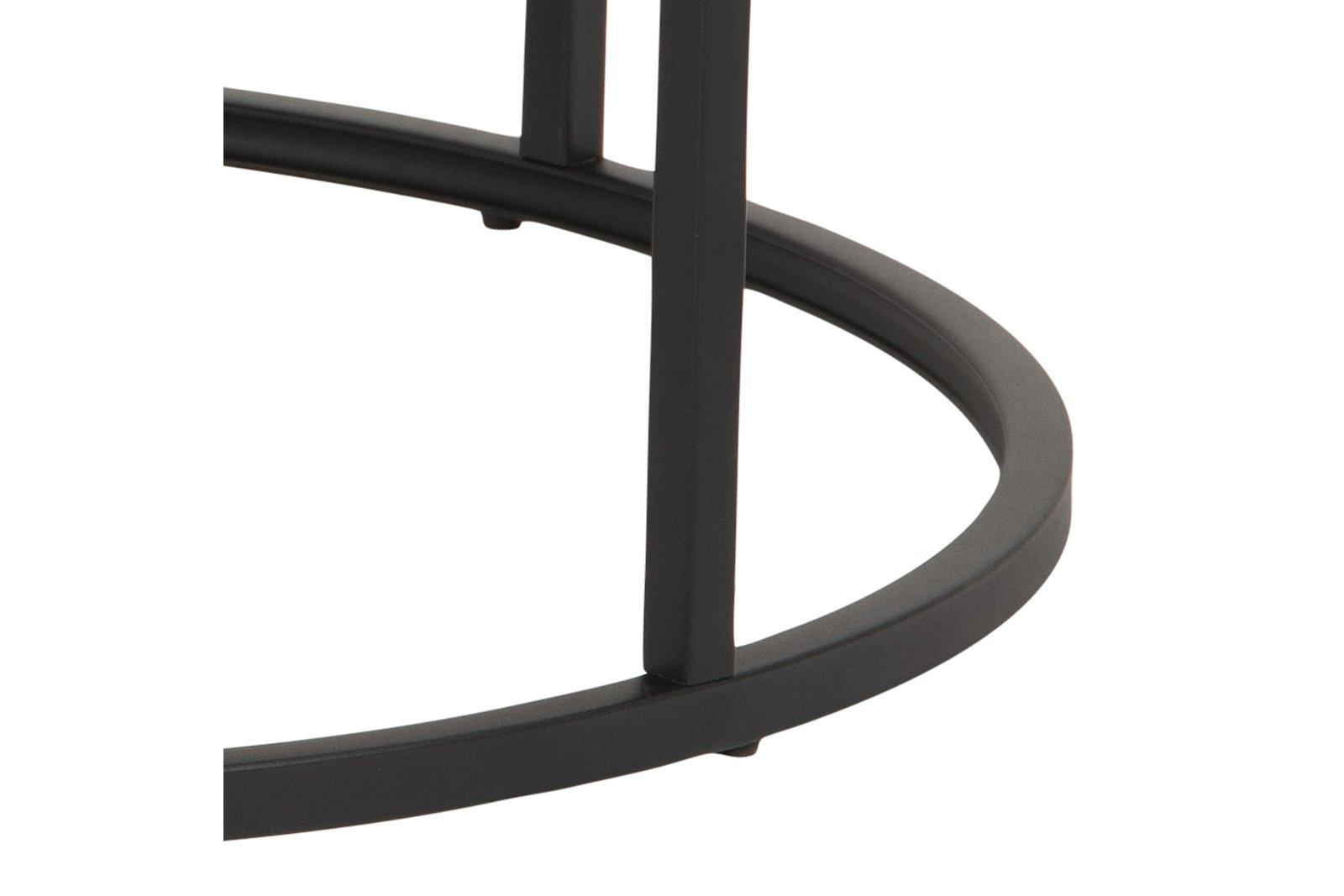 Spiro rundt settbord Eik foliert med sort metall understell. Sett av 2 bord