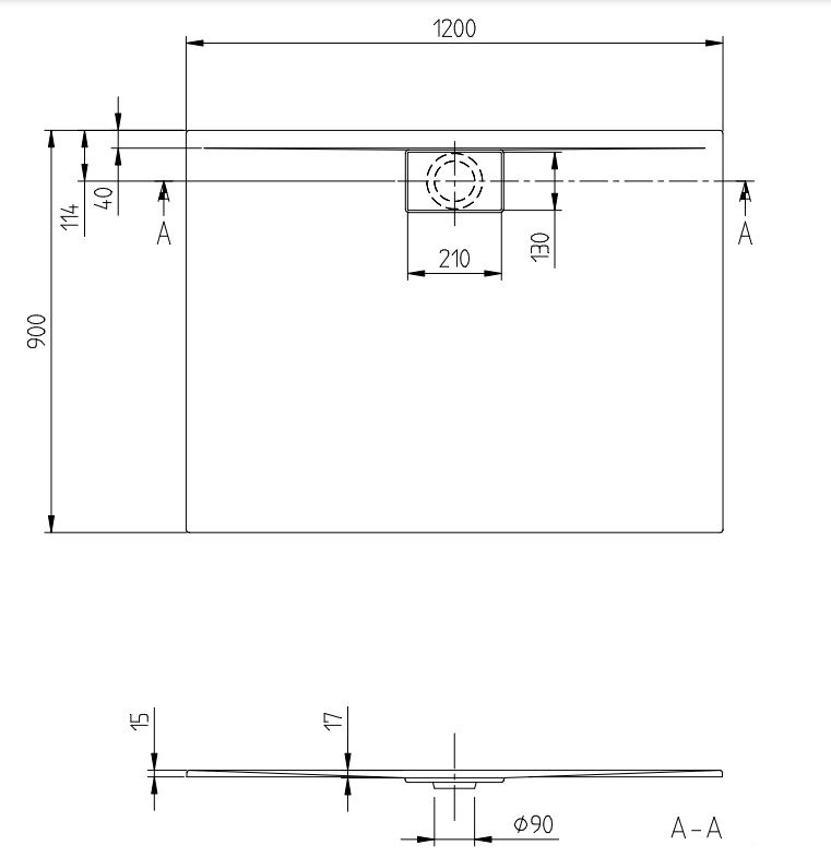 Villeroy & Boch Architectura douchebak acryl rechthoekig 120x90x1.5cm wit