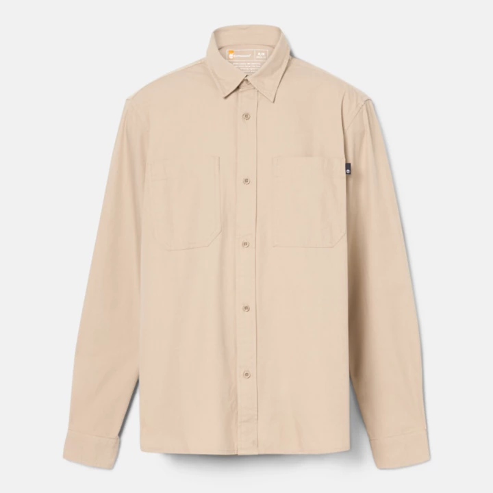 Camisa Windham de algodão bege para homem
