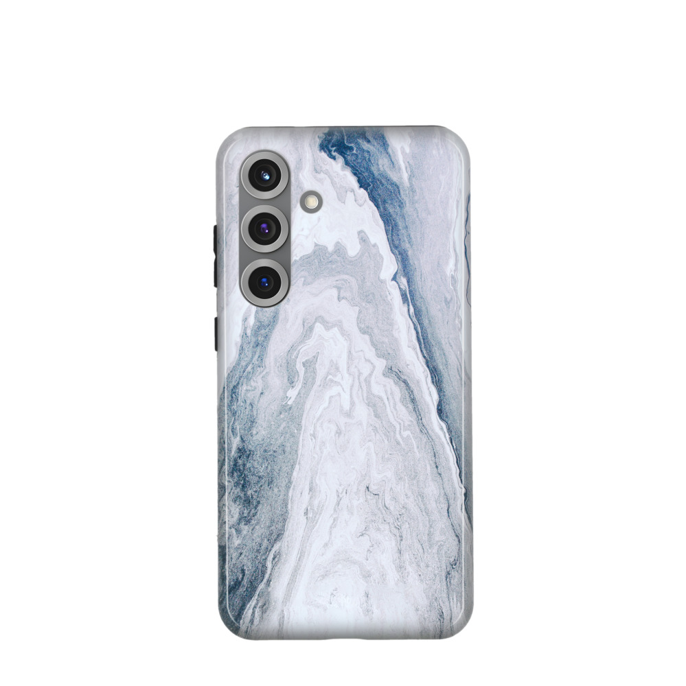 Samsung Galaxy S25 Plus Hybrid (Kunststoff / Gummi) Hülle Marmor Fluss - Blau