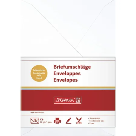 BRUNNEN Briefumschläge, perlweiß, 80g/m², C6, 10 Hüllen