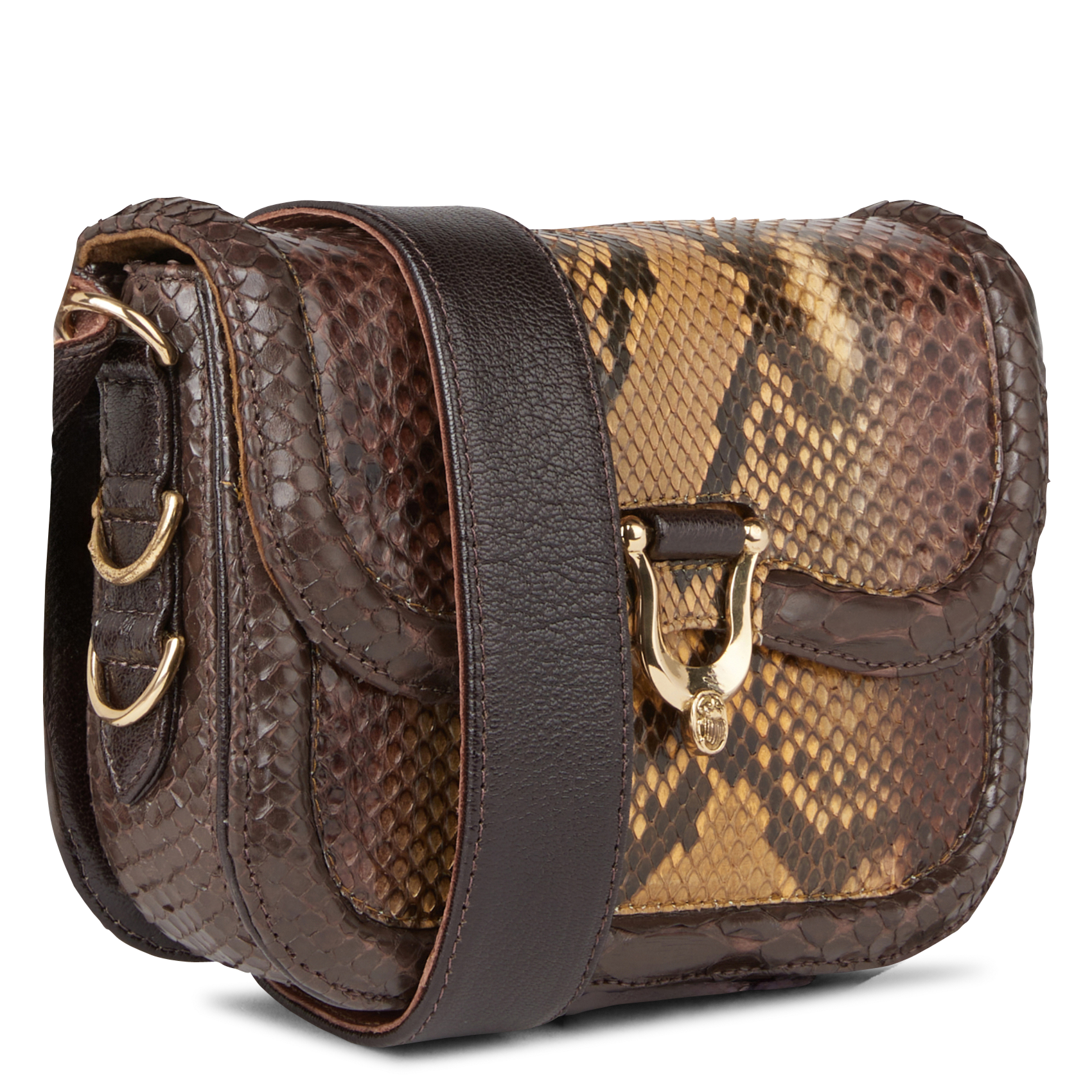MANON - Sac bandoulière python | Marron