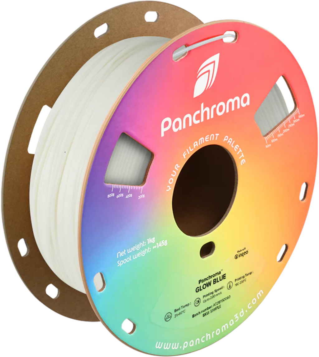 Polymaker  Panchroma™ PLA Glow Blue, 1,75 mm / 1000 g    Bring deine Drucke zum Leuchten in Blau