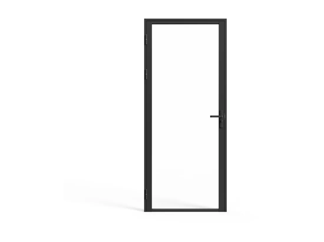 Bloc porte réversible en aluminium et verre trempé - H204 x L93 cm - Noir - LOXTON