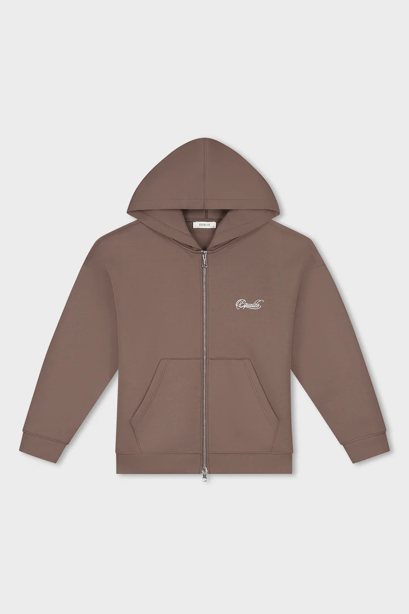 Equalité Yuki Oversized Scuba Full Zip Hoodie Dames Bruin