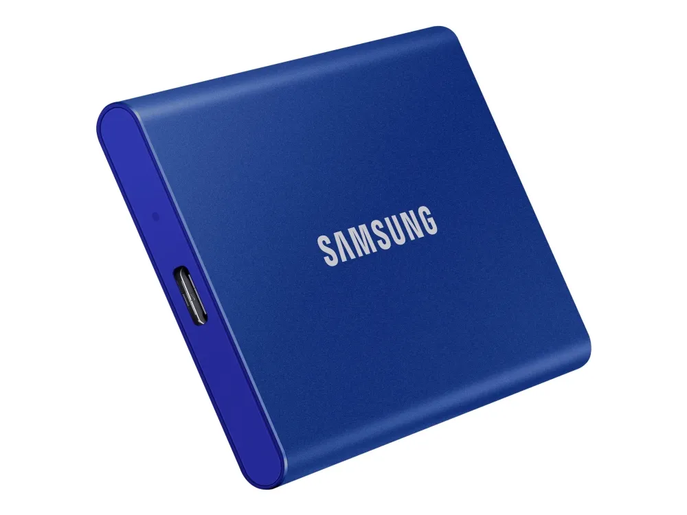 Samsung T7 MU-PC2T0H - SSD - krypteret - 2 TB - ekstern (bærbar) - USB 3.2 Gen 2 (USB-C stikforbindelse) - 256-bit AES - indigoblå