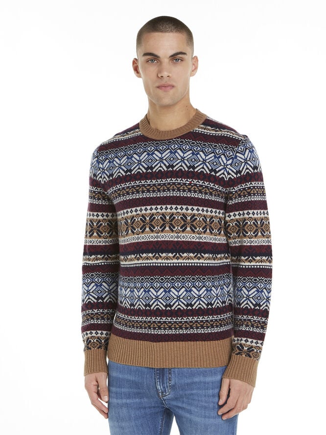 Tommy Hilfiger GIFTING WOOL BLEND FAIRISLE C NK Safari canvas / multi