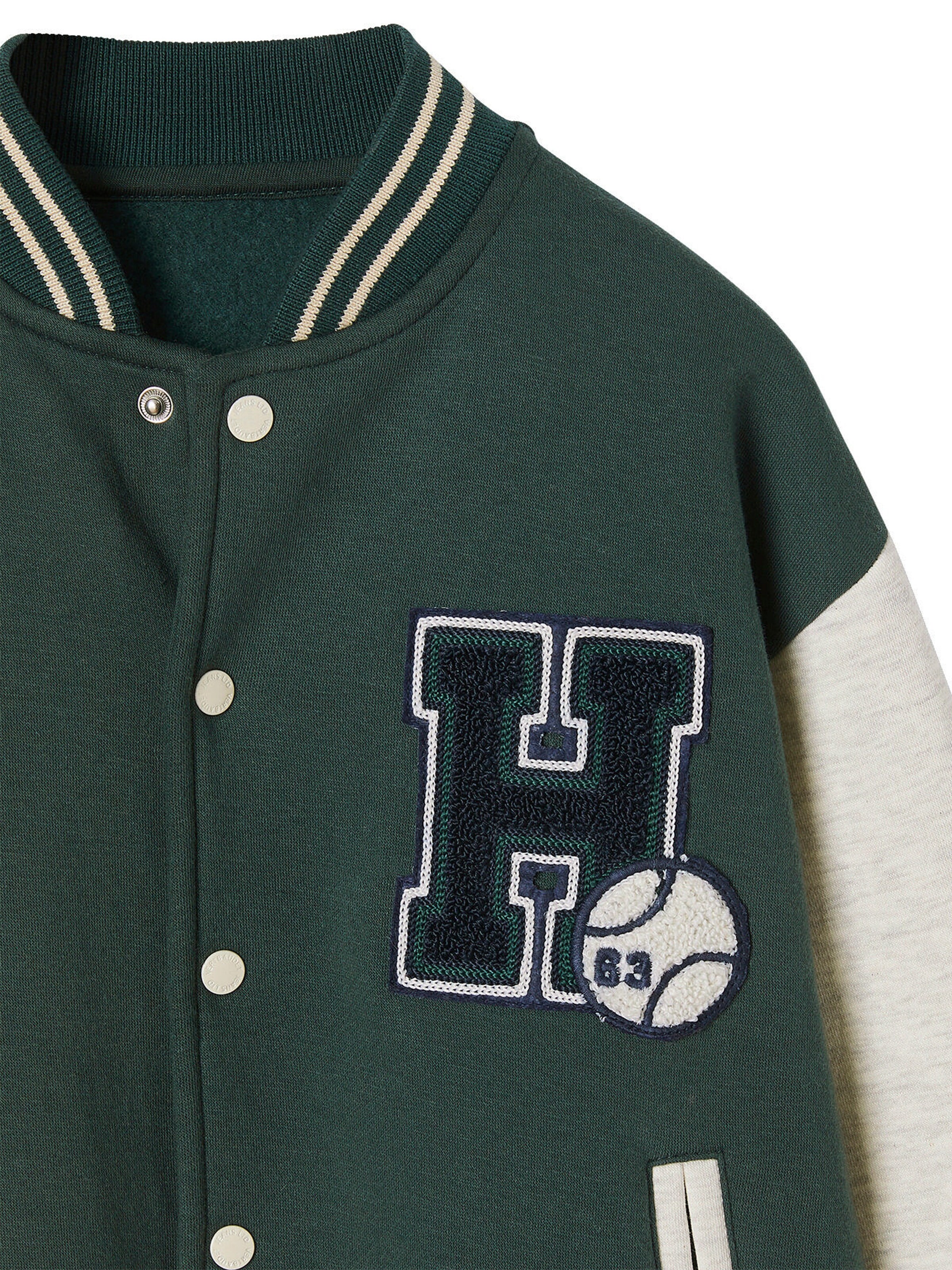 Vertbaudet Jungen College-Sweatjacke mit Aufnäher tannengrün