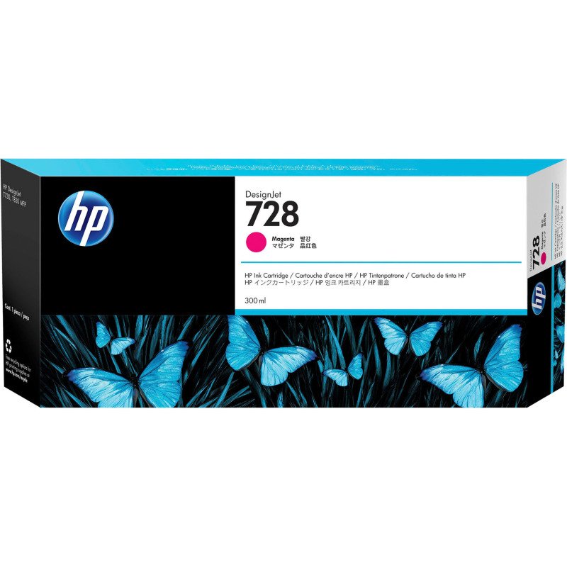Cartouche HP728 haute capacité couleurs séparées pour imprimante jet d'encre