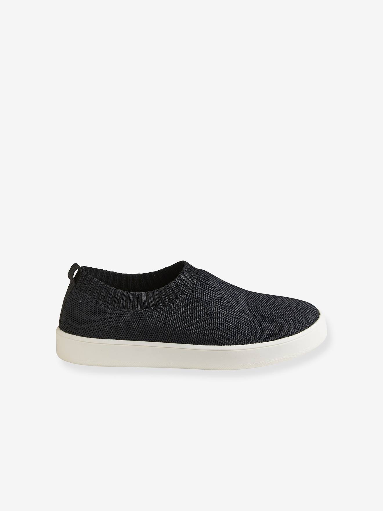 Tênis slip-on ecológicos para meninas, preto liso.