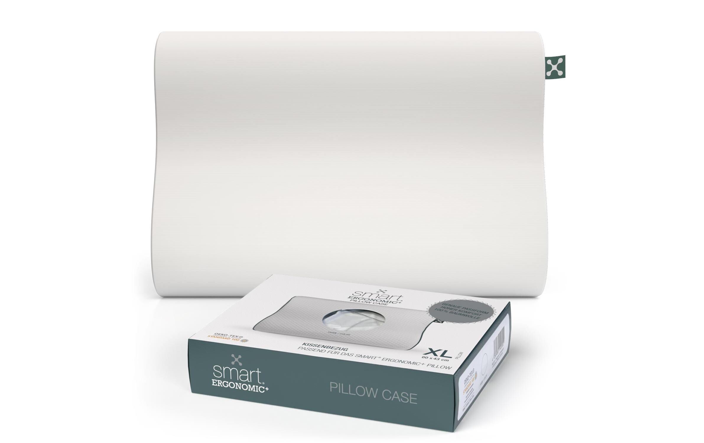 Kopfkissenbezug Ergonomic + XL 55 x 35 x 12 cm, WeissKissenhülle
