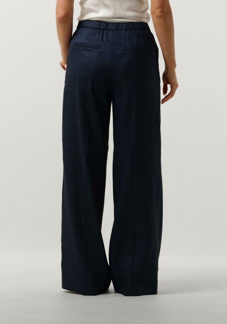 SUMMUM donkerblauwe summum wijde broek trousers linen blend