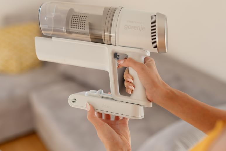Gorenje Kabelloser Akku-Staubsauger, 21,6V, 130W, 2 Geschwindigkeiten, 60 Min. Laufzeit, Weiß SVC216210FFIIW, White, 28 W, 0.5 liters, 80 Dezibel