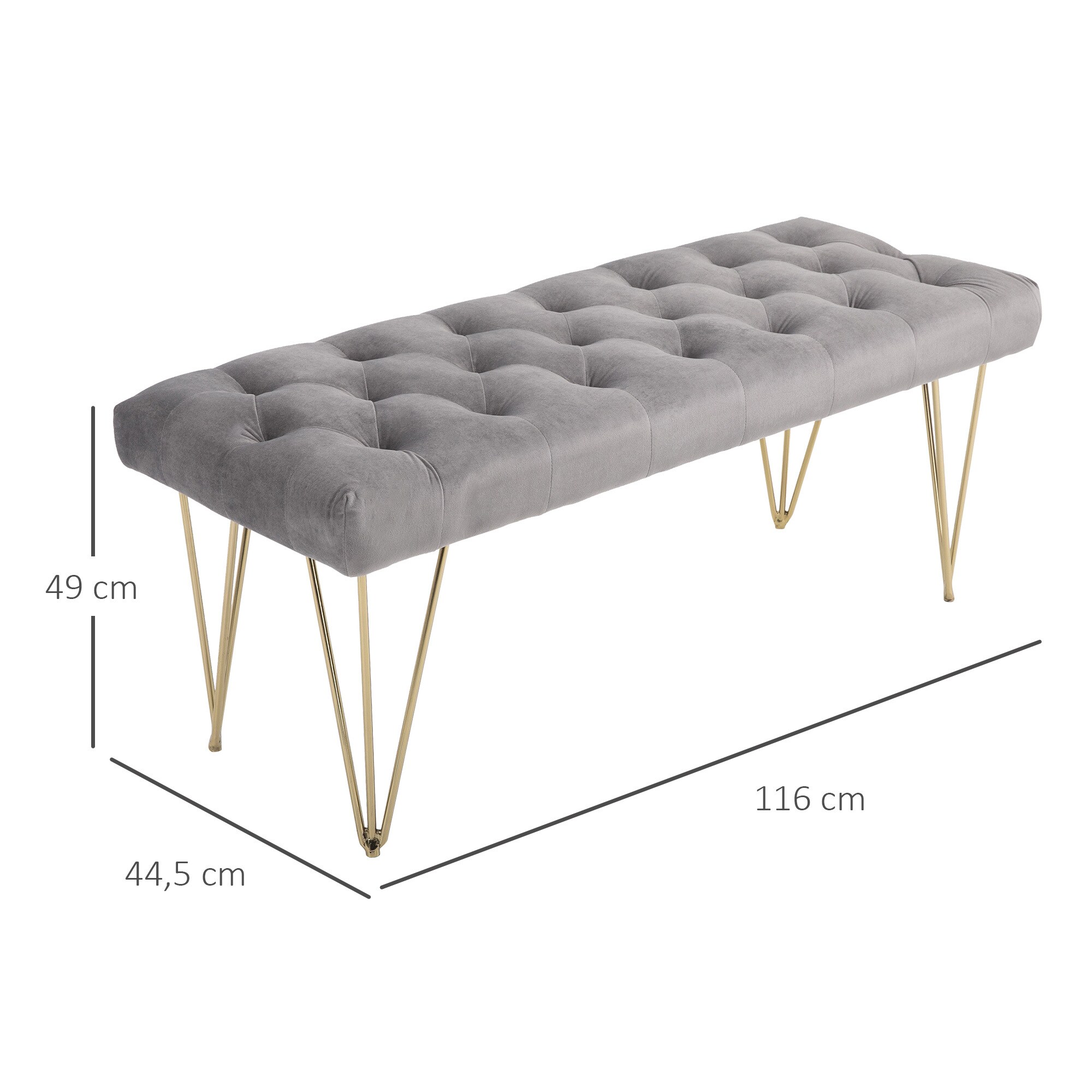 HOMCOM Sitzbank im eleganten Design grau 116 x 44,5 x 49 cm (BxTxH)