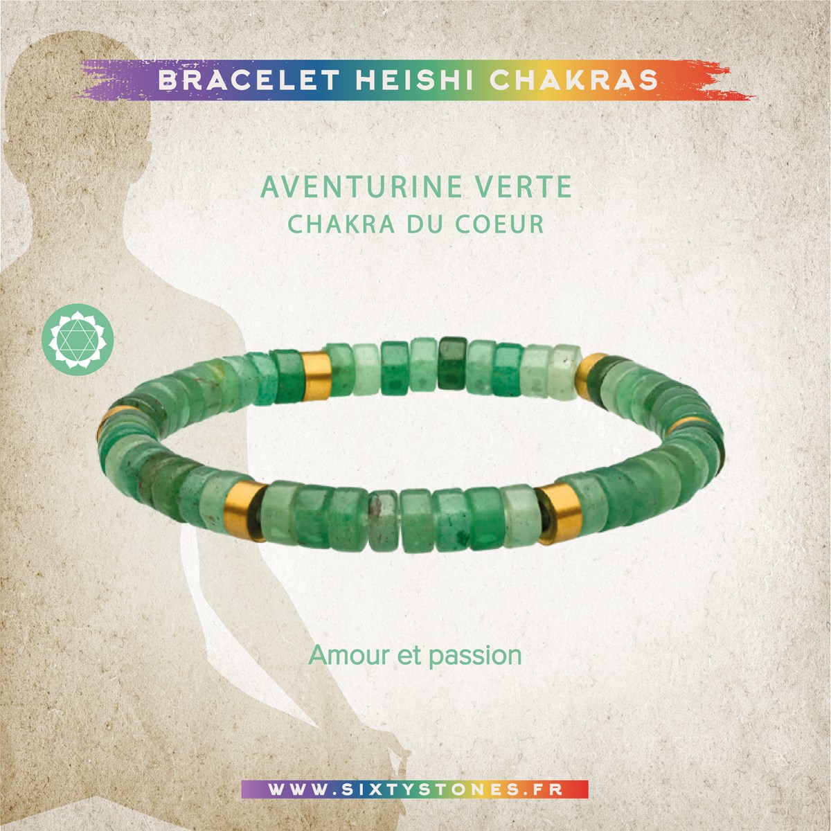 Bracelet Chakra Perles Heishi Aventurine-XS-14cm