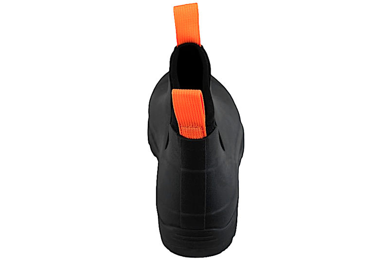 SKVULP SORT GUMMISTØVLE MED ORANGE STROP
