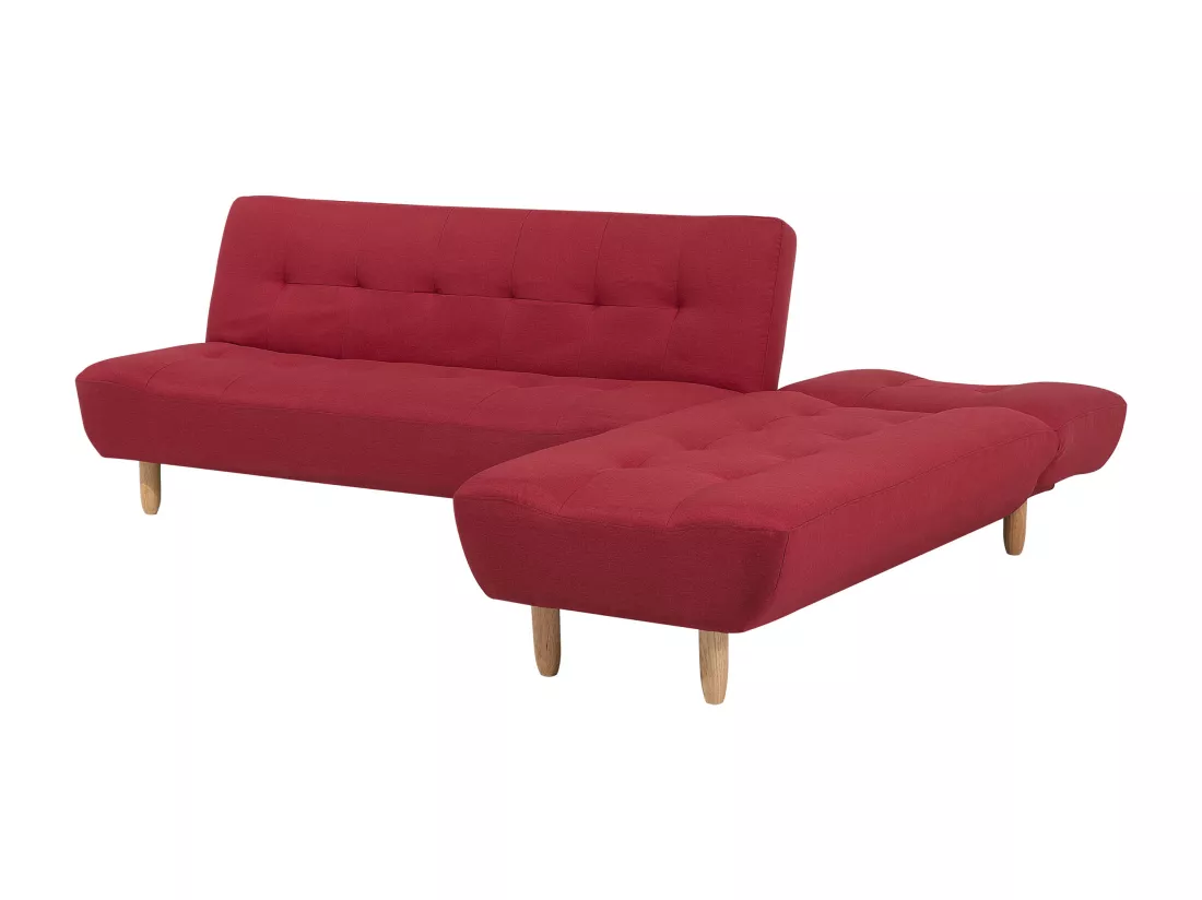 Canapé angle à droite convertible en tissu rouge 4 places ALSTEN