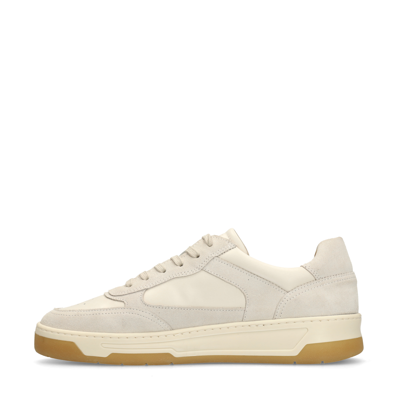 Off white leren sneakers met suède details
