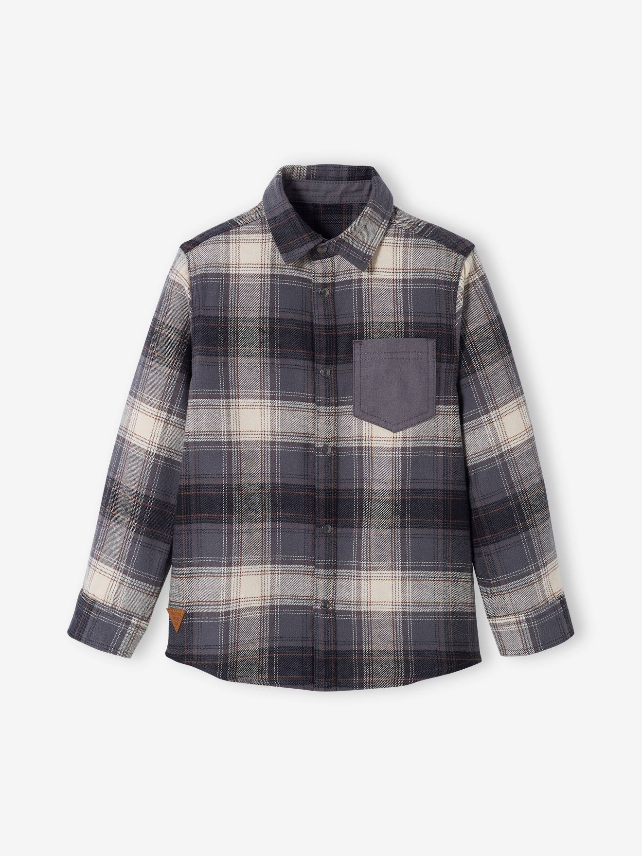 Camisa xadrez para menino, xadrez azul escuro.