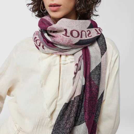 Cachecol Kaos Mini Stripes em jacquard rosa