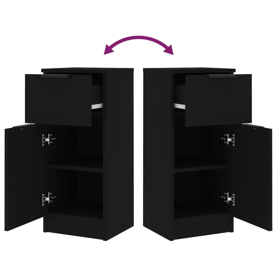 vidaXL - Dressoir - Zwart - Bewerkt hout - 2 stuks