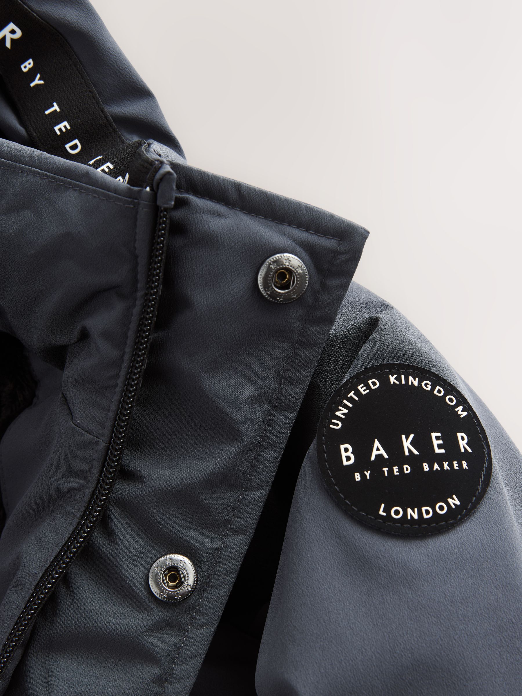 Antraciet - Baker By Ted Baker regenbestendige gewateerde lange jas
