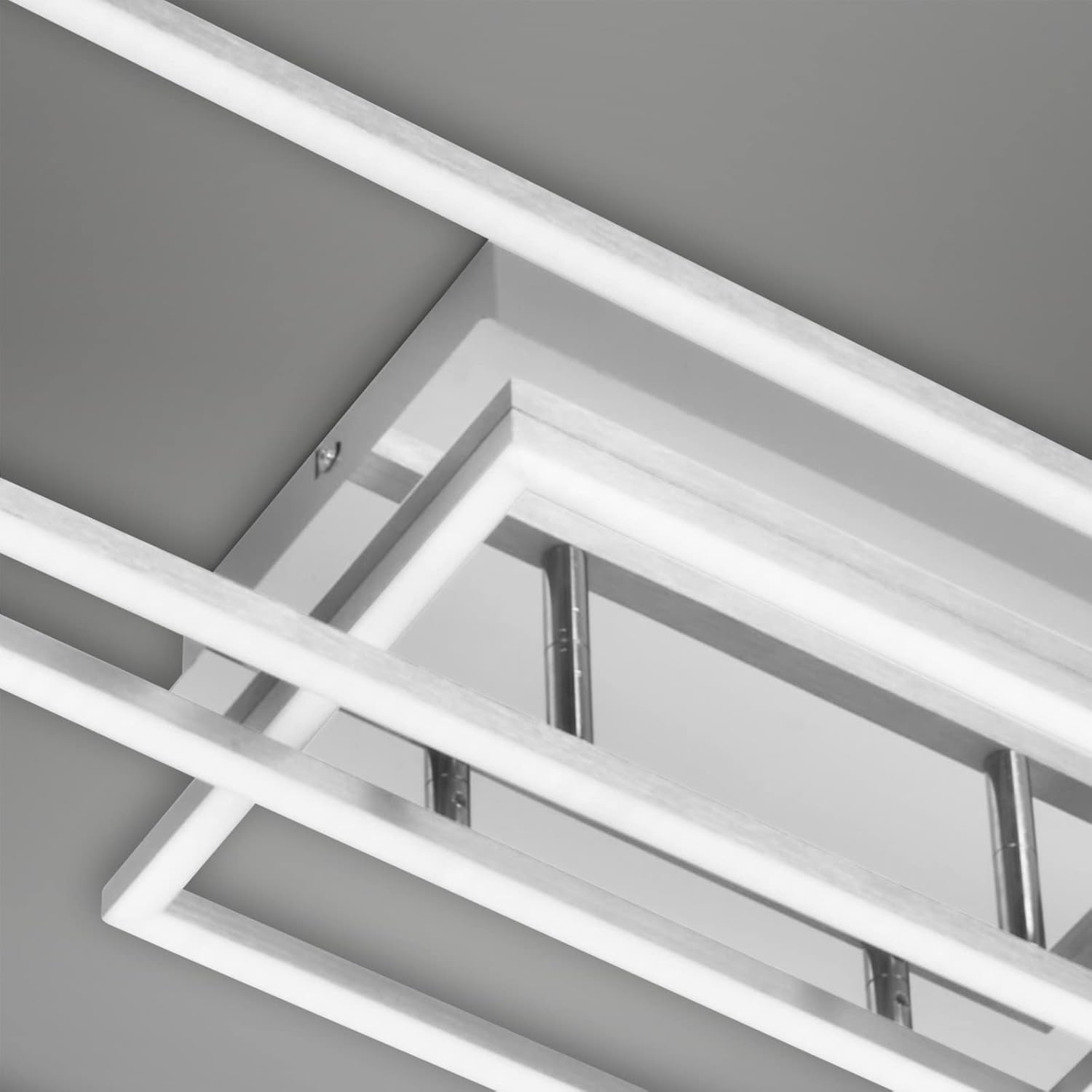 BRILONER Leuchten – Deckenlampe LED, Dimmbar, Deckenleuchte mit Fernbedienung, LED Frame, Farbtemperatur einstellbar, Chrom-Alu, 1165x330x95 mm