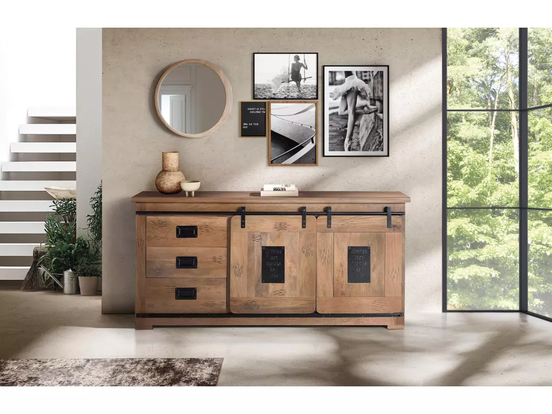 Buffet en manguier Marrón.Giner y Colomer.80x45x165