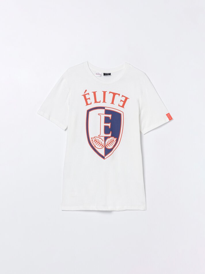 Camiseta Elite Netflix com estampa - Off White