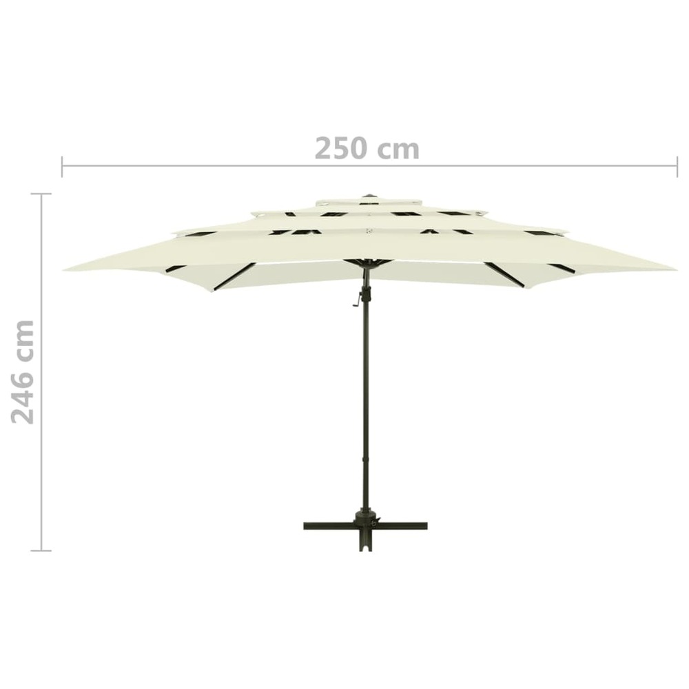 Parasol mobilier de jardin à 4 niveau x avec mât en aluminium 250 x 250 cm sable
